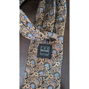 IKE‎ BEHAR Gold Blue Silk Blend Tie Made In USA